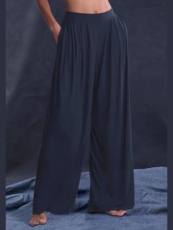 Pantalon extra-large et doux avec pinces, couleur bleu, taille 36, marque LASCANA - helline