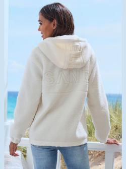 Veste polaire douce à capuche, couleur couleur ivoire, taille 42, marque Elbsand - helline