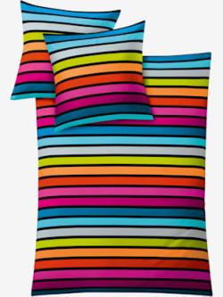 Linge de lit superbe qualité satin maco, couleur multicolore - HELLINE
