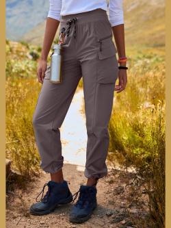 Pantalon de trekking facile à enfiler, couleur marron, taille 44, marque LASCANA ACTIVE - helline