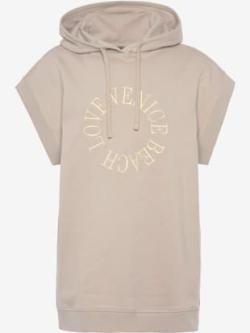 Sweat-shirt grande capuche avec coulisse, coleur sable - HELLINE