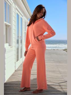 Pantalon en tricot doux et extensible, couleur orange, taille 34/36, marque Elbsand - helline