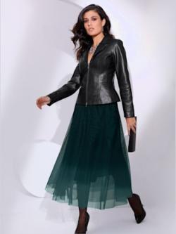 Blazer en cuir d'agneau nappa cuir agneau nappa véritable, couleur noir - HELLINE