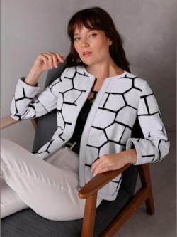 Blazer en cuir haute qualité, couleur blanc-noir - HELLINE