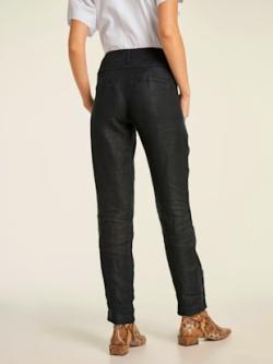 Pantalon en lin style soigné, poches fendues, couleur noir, taille 40, marque Ashley Brooke - helline