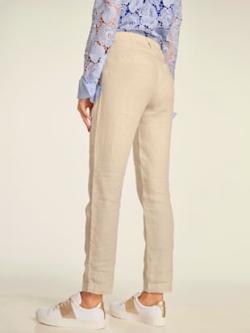 Pantalon en lin style soigné, poches fendues, couleur marron, taille 50, marque Ashley Brooke - helline
