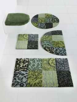Tapis de bain acrylique facile d'entretien, couleur : vert moyen uni, taille 70x120 cm, marque helline home, 100% acrylique - helline