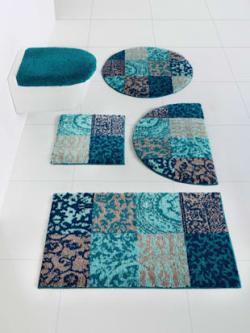Tapis de bain acrylique facile d'entretien, couleur : bleu turquoise moyen uni, taille 60x100 cm, marque helline home, 100% acrylique - helline