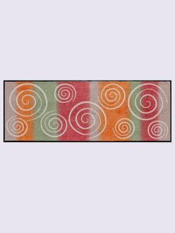 Paillasson pour intérieur et zone extérieure couverte, couleur : orange foncé à motifs, taille 50x100 cm, marque helline home, 100% polyamide -