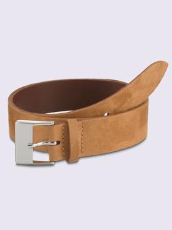 Ceinture boucle décorative, couleur : marron clair uni, taille 85, 95% cuir de vache;5% métal - helline