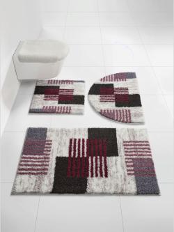 Tapis de bain acrylique facile d'entretien, couleur : violet foncé à motifs, taille 45x50 cm, marque helline home, 100% acrylique - helline
