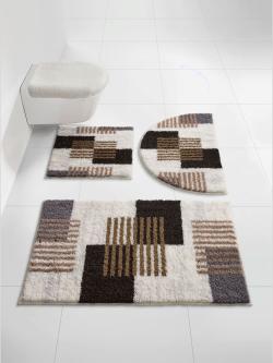Tapis de bain acrylique facile d'entretien, couleur : marron clair à motifs, taille 47x50 cm, marque helline home, 100% acrylique - helline