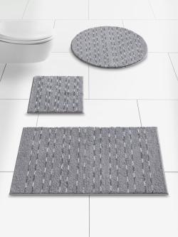 Tapis de bain polyester facile à entretenir, couleur : gris moyen uni, taille 60x100 cm, marque helline home, 100% polyester - helline