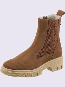Bottines cuir velours de vache., marron moyen uni, taille 40 - helline