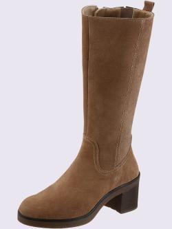 Bottes cuir velours de vache., marron clair uni, taille 39 - helline