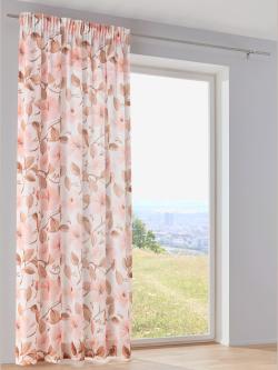 Rideaux lavable en machine, Œillets, couleur : blanc à motifs, taille 145x135 cm, marque helline home, 100% polyester - helline