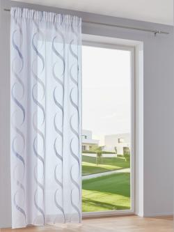 Rideaux superbe store, Bande multifonction, couleur : blanc à motifs, taille 245x130 cm, marque helline home, 100% polyester - helline