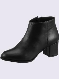 Bottine courte cuir d'agneau nappa très doux, couleur : noir uni, taille 39, 100% cuir de vache - helline