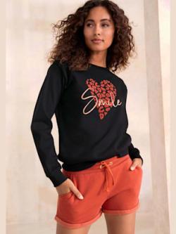 Sweat-shirt t-shirt détente à encolure ronde, couleur noir, taille 46/48, marque LASCANA - helline
