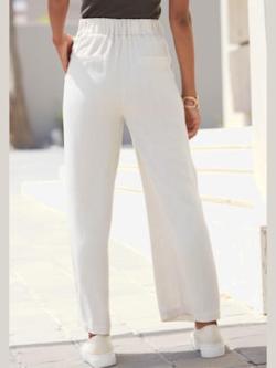 Pantalon avec plis de ceinture ceinture à 2 boutons devant, coleur sable - HELLINE