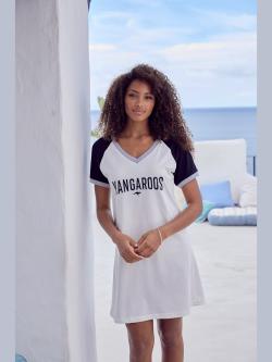 T-shirt de nuit court au style universitaire, couleur noir, taille 34/36, marque KangaROOS - helline