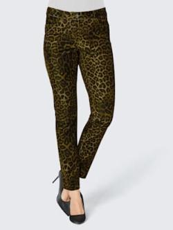 Pantalon en velours qualité velours douce, coleur noir-olive imprimé - HELLINE