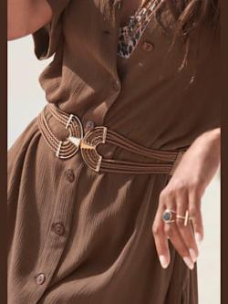 Ceinture avec boucle décorative à crochets avec détails couleur or, couleur marron, taille 105, marque LASCANA - helline