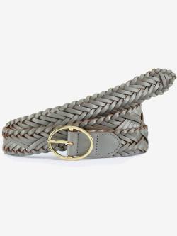 Ceinture en cuir forme personnalisée grâce à l'aspect tressé, couleur : gris moyen uni, taille 90, marque LASCANA, 100% cuir - helline