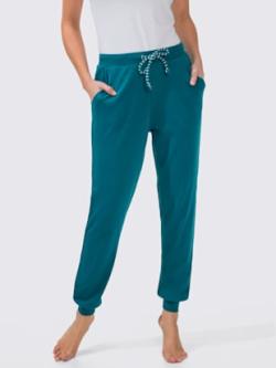 Pantalon feel good ceinture élastique et coulisse, coleur bleu pétrole - HELLINE