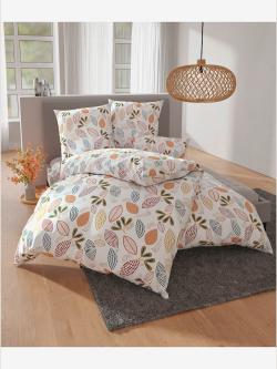 Linge de lit renforcé lisse, Renforcé, couleur : couleur ivoire clair à motifs, taille 80x80/155x220 cm, marque wäschepur, 100% coton - helline