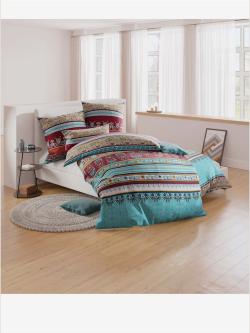Linge de lit flanelle fine douce, couleur bleu, taille 80x80/155x220 cm, marque wäschepur - helline