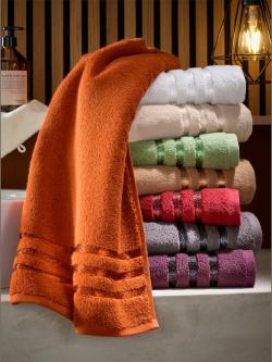 Serviette, couleur : rouge foncé uni, taille 50x100 cm, 2, marque wäschepur, 100% coton - helline