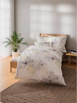 Linge de lit flanelle fine douce, coleur gris clair-mauve-imprimé - HELLINE