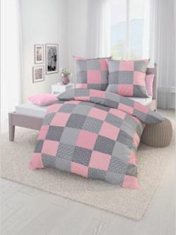 Linge de lit flanelle fine douce, couleur gris-rose - HELLINE