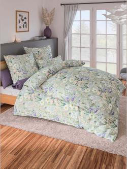 Linge de lit flanelle fine douce, couleur vert, taille 40x80/135x200 cm, marque wäschepur - helline