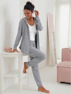 Veste tricot fin très doux, coleur gris clair chiné - HELLINE