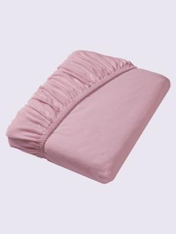 Drap-housse jersey fin maco à repassage superflu, Jersey maco, couleur : rose clair uni, taille 1 pièce 90x190 - 100x200 cm, marque Estella, 100%