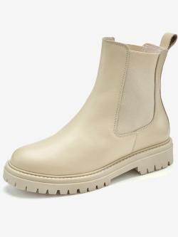 Bottines chelsea tendance en cuir de qualité, très confortables, marron clair uni, taille 38, Elbsand - helline