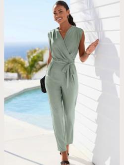 Combinaison larges bretelles, couleur vert, taille 36, marque LASCANA - helline