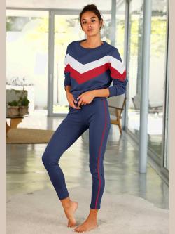 Sweat-shirt pull à rayures, couleur bleu, taille 42/44, marque H.I.S - helline