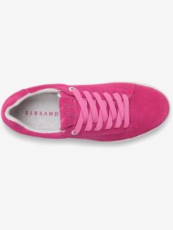 Baskets sneakers tendance et confortables en cuir de qualité, fabriquées au portugal, rose moyen uni, taille 41, Elbsand - helline