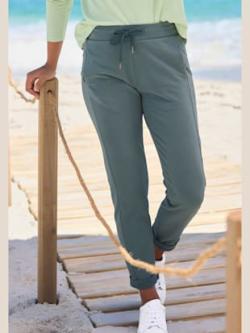 Pantalon molletonné large ceinture avec cordon, couleur bleu, taille M (40), marque Elbsand - helline
