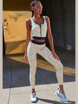 Haut technique haut court avec glissière au centre devant, couleur multicolore, taille M (40/42), marque LASCANA ACTIVE - helline