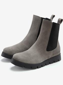 Bottines tendance en cuir velours de qualité, empiècement élastique pour un enfilage facile, gris moyen uni, taille 38, Elbsand - helline