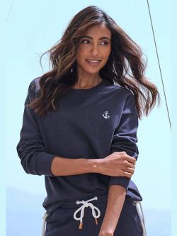 Sweater sweatshirt au coloris uni tendance, couleur bleu, taille 38/40, marque H.I.S - helline