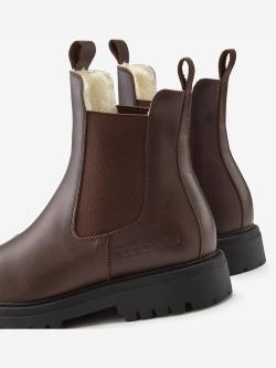 Bottines d'hiver en cuir de qualité avec doublure chaude toute douce, couleur : marron clair uni, taille 36, marque Elbsand, 100% cuir - helline
