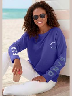 Sweat-shirt imprimés logo sur les manches, coleur bleu - HELLINE