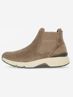 Bottines chelsea ruban textile avec logo imprimé au talon, coleur beige clair - HELLINE