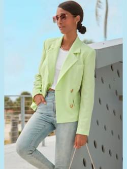 Blazer court blazer doublé avec col à revers pour elle, couleur citron vert - HELLINE