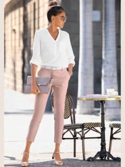 Pantalon chino idéal pour les loisirs et le travail, couleur rose, taille 46, marque LASCANA - helline